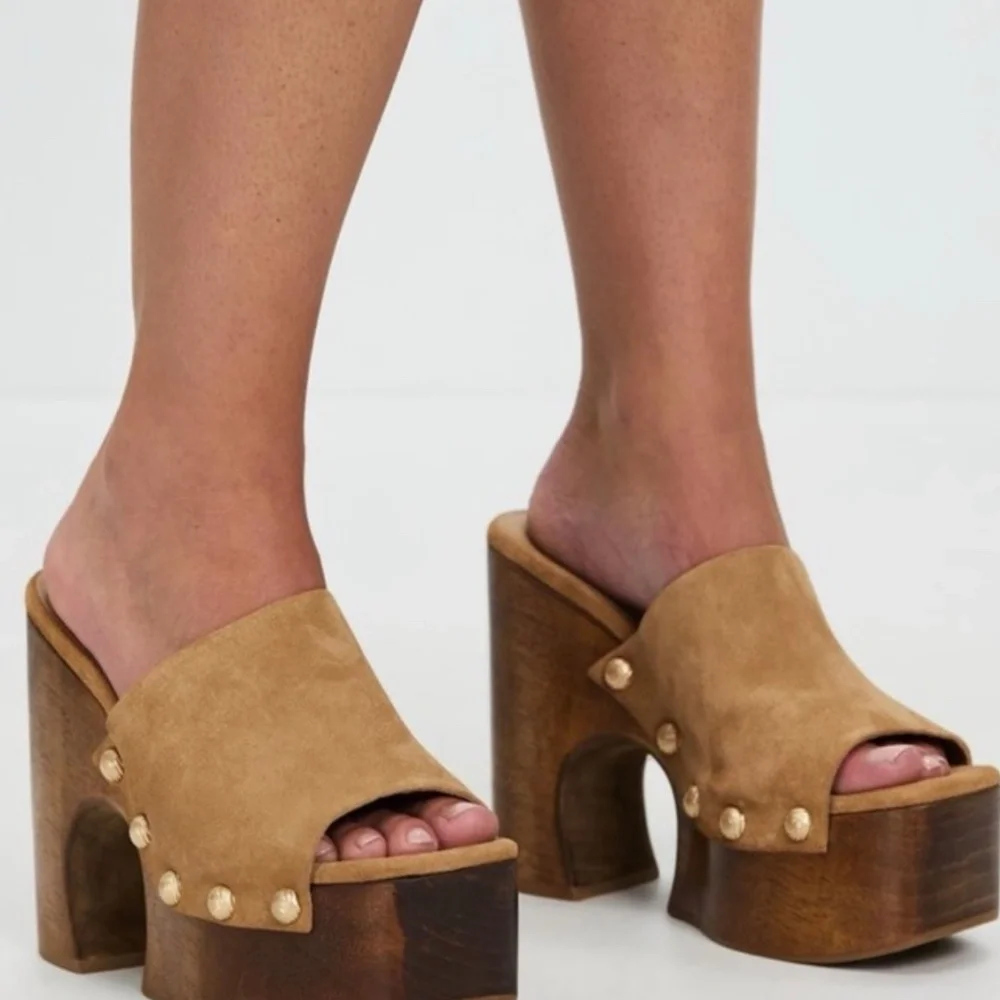 Cult Gaia Joplin square toe studded platform sandals size 36.5,